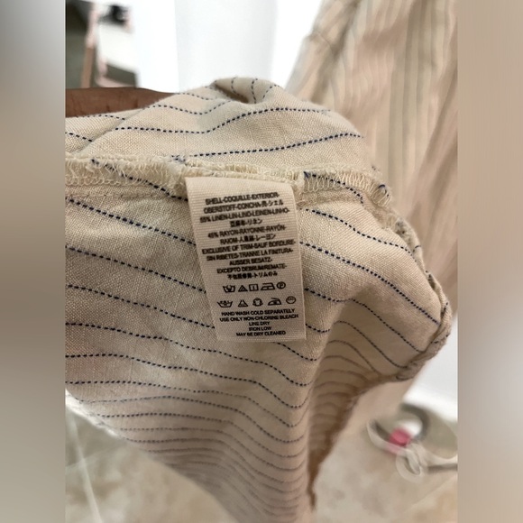 Free People Pretty Daze Linen Blend Ivory Pinstripe Midi Dress - Picture 10 of 10